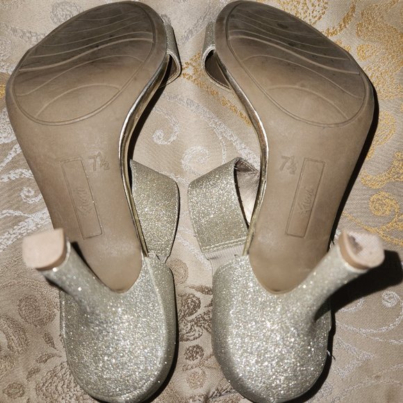 Fioni Gold Sparkle Double Strap Heels - Picture 9 of 9